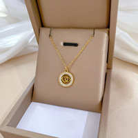 Collier Pendentif Cœur Double Cercle Minimaliste en Cuivre et Titane Véritable, Chaîne Bambou Unisexe, Accessoire Instagram-Worthy