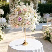Vente en gros de fleurs artificielles élégantes de couleur champagne, centres de table blancs, boule de fleurs de table, rose, décoration de table principale, fournitures de décoration de mariage