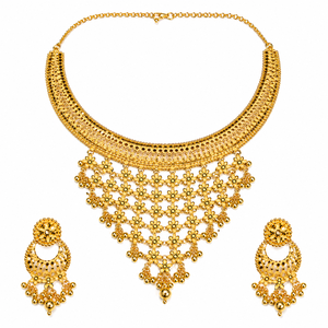 Ensemble de bijoux plaqué or 24 carats pour femmes, collier élégant avec boucles d'oreilles assorties, par Exporters - Product Image 1