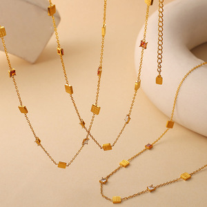 Collier en zircon plaqué or 18 carats, anti-ternissement, en acier inoxydable, bijoux de mode pour femmes - Product Image 4