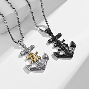 Stile europeo e americano degli uomini in acciaio inossidabile barca ancora ciondolo pirati della collana catene ispirate ai Caraibi - Product Image 5