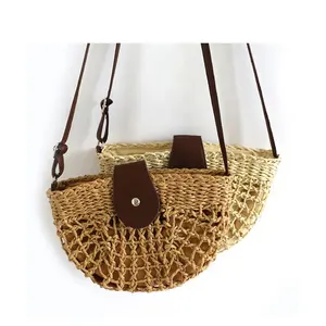VBG1099- Fashionable Straw Crossbody Knitted Shoulder Bag Handbag Basket Bag For Women Girls Summer Beach Shopping Vacation