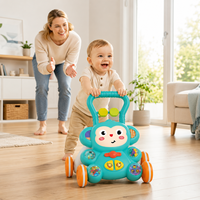 Marche-bébé et table d'activités 2 en 1, marche-bébé évolutif avec centre d'activités interactif musical, trotteur à pousser