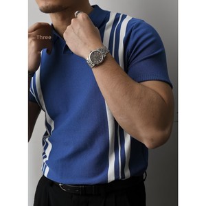 <span class=keywords><strong>Polo</strong></span> en bambou pour homme été 2026 – Coupe ajustée, décontracté, manches courtes, rayures colorées, respirant et rafraîchissant, en maille - Product Image 4