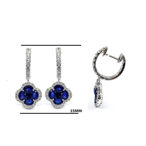 Boucles d'oreilles créoles de mariage en or blanc massif 18 carats de haute qualité avec saphir bleu de King O King Jewellery Co. Limited, idéales pour un cadeau - Product Image 2