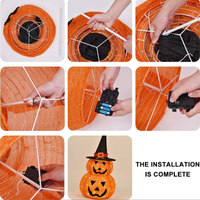 Double citrouille d'Halloween avec chapeau de sorcière, pré-éclairée, homologuée IP44, décoration extérieure en cuivre pour les fêtes