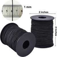 Cordon en macramé enduit extensible 1 mm, élastique robuste pour la fabrication de bijoux, bracelets, colliers, sacs, vêtements. Longueur personnalisable noire