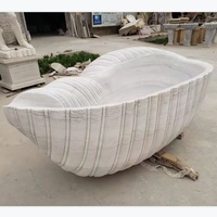 Baignoires autoportantes modernes de luxe en marbre blanc naturel avec drain, rectangulaires, pour hôtels