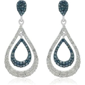Pendientes de diamantes Ornaatis de 1.70 quilates de peso total, corte redondo, blanco azul, plata de ley 925 natural mejorada, joyería de boda para mujer - Product Image 1