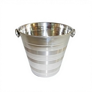 Seau à glace en acier inoxydable de style industriel avec poignées latérales, motif floral poli, couleur/logo personnalisable, durable pour le vin - Product Image 1