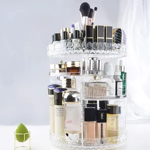 Boîte de rangement transparente rotative à 360 degrés pour organisateur de maquillage, organisateur de stockage de maquillage