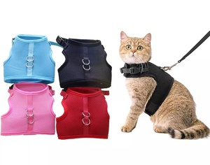 Le nuove tendenze all'ingrosso quattro stagioni riflettono il Set di guinzaglio personalizzato in maglia poliestere per gatti per Pet che corre all'esterno - Product Image 1