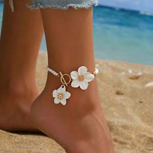 Hot-Selling White Elegant <b>Simple</b> Flower Anklet Versatile Large Flower Foot <b>Jewelry</b> Durable Alloy OT Buckle Fashion <b>Jewelry</b> - Product Image 6