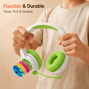 Audífonos Bluetooth Inalámbricos para Niños, con Cancelación de Ruido, Micrófono, Placas Personalizables, Libres de BPA, para Juegos - Product Image 4