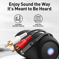 Kabel Y Audio Stereo Premium 3.5mm, adaptor berlapis emas betina ke RCA ganda berpelindung untuk Speaker/TV/Soundbar