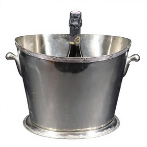 Seau à glace argenté de 5 litres, fournitures pour événements, pour bar, restaurant, refroidissement de boissons, champagne, bière, qualité alimentaire - Product Image 1