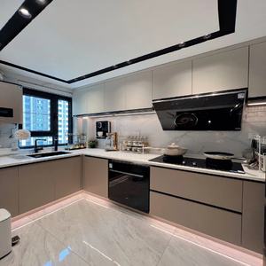 Ensemble <span class=keywords><strong>de</strong></span> meubles <span class=keywords><strong>de</strong></span> cuisine et <span class=keywords><strong>de</strong></span> <span class=keywords><strong>salle</strong></span> <span class=keywords><strong>de</strong></span> <span class=keywords><strong>bain</strong></span> modernes, écologiques, couleur grain <span class=keywords><strong>de</strong></span> pierre blanc crème, îlot <span class=keywords><strong>de</strong></span> cuisine personnalisé, garde-manger - Product Image 6