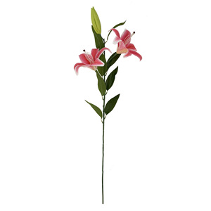 Bouquet de lys artificiels en soie, haute simulation, branche unique, pour décoration intérieure et accessoires de mariage - Product Image 5