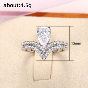 Anello a corona creativo a forma di pera per donna, gioielli alla moda scintillanti - Product Image 5