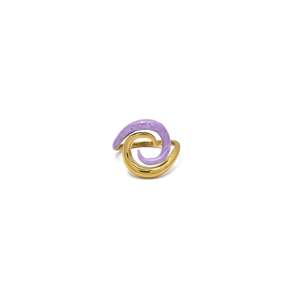 Bague tendance en acier inoxydable 316L plaqué or PVD, émail violet, design spirale, bijoux pour femmes - Product Image 1