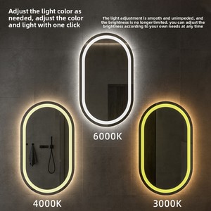 <span class=keywords><strong>Espejo</strong></span> de <span class=keywords><strong>Baño</strong></span> LED Ovalado Inteligente Iluminado Tipo Pasarela, Montado en la Pared, con Pantalla Táctil, <span class=keywords><strong>Espejo</strong></span> de Maquillaje - Product Image 2