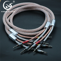 Ligne de connexion de fiche banane YIVO XSSH en Fiber de carbone plaqué Rhodium OCC cuivre 24 cœurs Hi End câble de haut-parleur Audio connecteur de fil