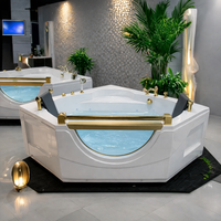 Baignoire intelligente rectangulaire de luxe pour 2 personnes Baignoire triangulaire multifonctionnelle avec bain à remous Yakuzzi pour une utilisation en appartement