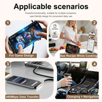 Câble de données 240W avec support invisible pliable et réglable, câble de charge rapide USB-C vers USB-C de 1,5 m pour téléphone portable