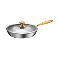 Poêle à frire antiadhésive en titane 5 couches martelée avec poignée dorée personnalisée pour la cuisine – Vente en gros