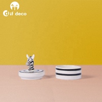 Plateau à bijoux en céramique avec couvercle décoratif zèbre pour cadeau ou artisanat