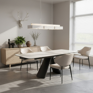 Mobili Moderni per Sala da Pranzo, Tavoli Allungabili <span class=keywords><strong>in</strong></span> Stile Nordico con Piano <span class=keywords><strong>in</strong></span> Ceramica Laminata 3MM su <span class=keywords><strong>Vetro</strong></span> <span class=keywords><strong>Temperato</strong></span> 8mm - Product Image 1