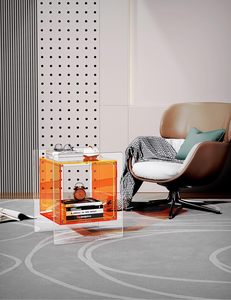 Bàn đầu giường <span class=keywords><strong>Acrylic</strong></span> đầy màu sắc với kệ lưu trữ mở, bàn bên rõ ràng cho phòng khách - Product Image 6