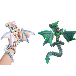 3D Printed Double-horned Flying Dragon with Wings, Multi-joint Flexible and Movable Laser Gradient Model Children's Toy - Product Image 2