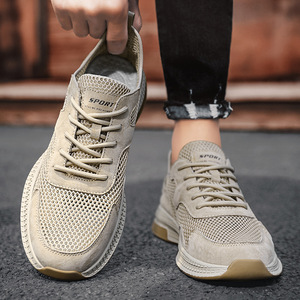 Baskets sportives en maille respirante à lacets, bout rond, semelle extérieure en caoutchouc, semelle intermédiaire en EVA, toutes saisons, couleur unie, chaussures pour hommes - Product Image 6
