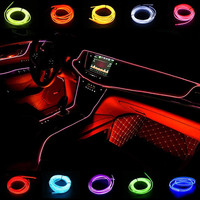 Coloré brillant LED néon bande lumières intérieur fibre optique lampe de Table accessoires de voiture pour Kits de décoration de voiture