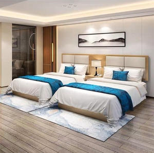 Ensemble de meubles de chambre à coucher pour hôtel moderne 3, 4 ou 5 étoiles, lit en bois sur mesure, taille Queen ou King, avec tête de lit capitonnée et tables de chevet - Product Image 5