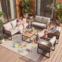 Ensemble de meubles de jardin en métal 5 pièces, combinaison de canapés d'extérieur adaptée aux terrasses, cours et jardins