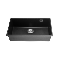Haute qualité Quartz noir Topmount Double évier bol rectangulaire comptoir Installation robinet de cuisine intelligent pour une utilisation en cuisine