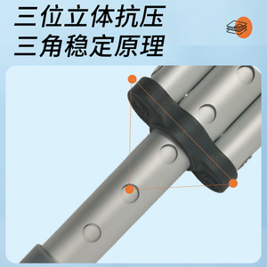 Bâton de marche 3-en-1 en alliage d'aluminium réglable antidérapant pour personnes âgées, soutien à la rééducation - Product Image 4