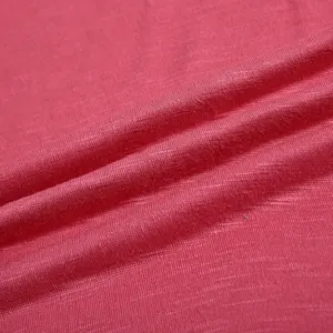 Mais recente projeto red super macio malha 100% rayon slub jersey tecido de malha para o vestido
