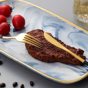 Couverts portugais mats plaqué or cuillère fourchette et couteau en acier inoxydable or couverts de mariage portugais en vrac - Product Image 4