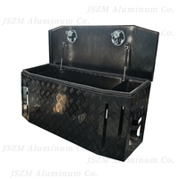 Boîte à outils en aluminium noire à demi-porte pour caravanes, boîte à outils en aluminium pour camion avec étagères réglables