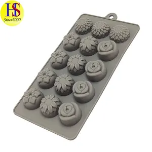 Reusable Multifunction 15 Cavities Flower Shaped Baking Mold Silicone 3D Chocolate Mould