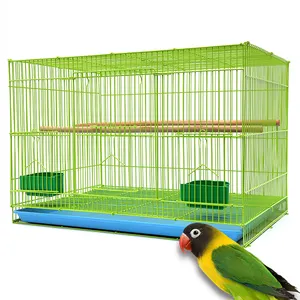 papagaio verde preto Suppliers-Suporte gaiola de pássaros dobrável, papagaio verde gaiolas para pássaros alça superior