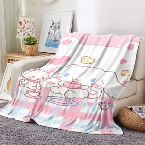 Nieuwe Sanrios Cinnamoroll Kawaii Anime Pluche Rooster Flanel Gooi Deken Cartoon Kantoor Quilt Sofa Cover Picknick Cover Cadeau