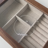 Joyería Fina, Pulsera de Cadena con Forma de Hoja de Plata de Ley 925 Chapada en Circonita para Mujer