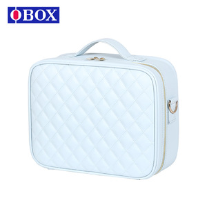 Sac à cosmétiques professionnel pour femmes <span class=keywords><strong>OBOX</strong></span>, nouveau style 2025, miroir, lumière, surface en treillis de diamant, fermeture éclair, PU respirant, imperméable - Product Image 4