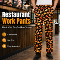 Pantalones de Chef Profesionales con Estampado Personalizado, Pantalones de Trabajo para Cocina de Restaurante, Transpirables, con Cintura Elástica, Uniforme para Servicio de Alimentos