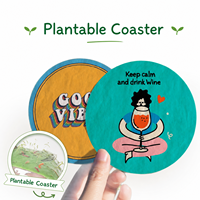 Posavasos de Papel con Semillas Impresas por Ambos Lados, Alta Tasa de Germinación, Alfombrillas Absorbentes y Aislantes del Calor para Bebidas