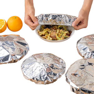 Couvre-plats en aluminium souple PE, lot de 4, couvercles ronds pour aliments, adaptés au micro-ondes, pour une utilisation en cuisine - Product Image 1